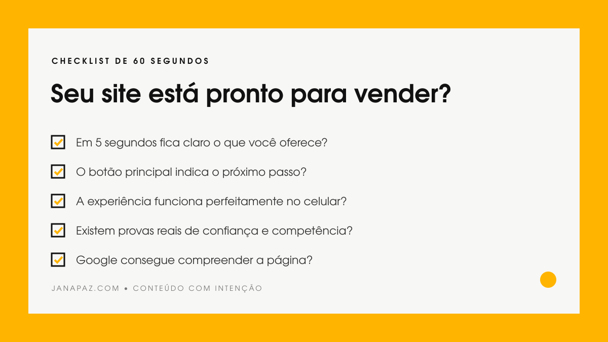 Checklist para avaliar se o site de uma pequena empresa está pronto para vender
